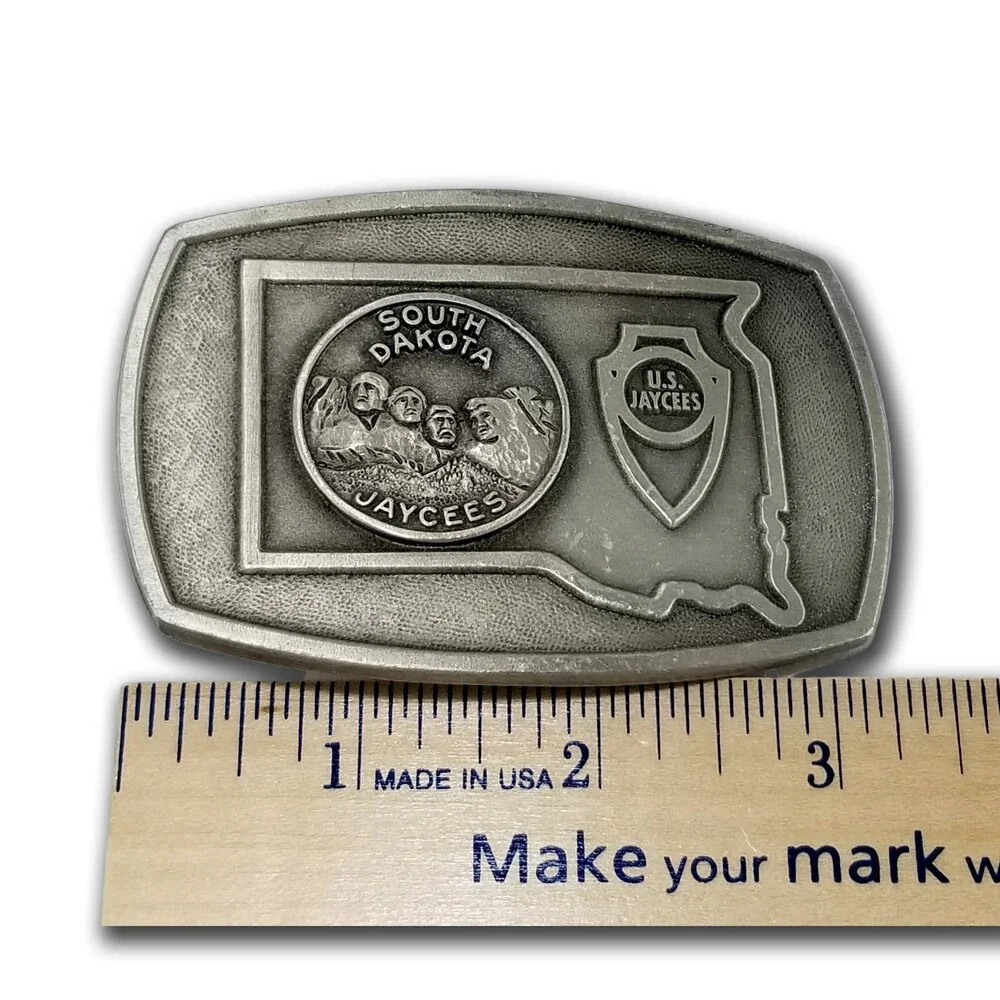 Vintage Belt Buckle‎ South Dakota Jaycees Mt. Rushmore USA Made Fine Pewter Gift